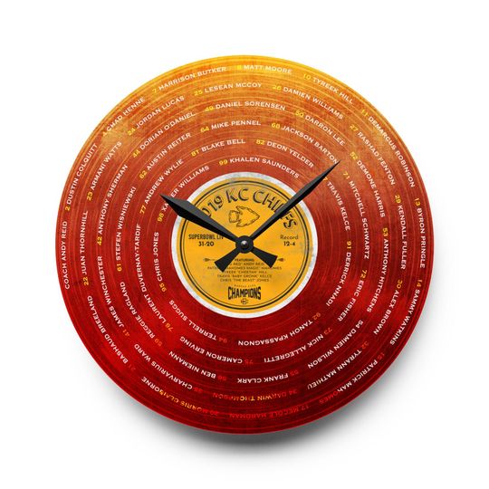 Discover 2019 Kansas City Chiefs Championship Acrylic Vintage Wall Clock - Featuring Full 2019 Roster |  Kansas City Chiefs Fan Christmas Gift
