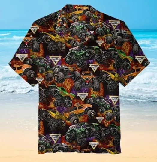 Discover Monster Jam pattern Hawaiian Shirt