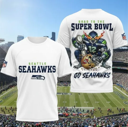 Discover Seattle Seahawks 2026 football Road To Super Bowl 3D T-Shirt
