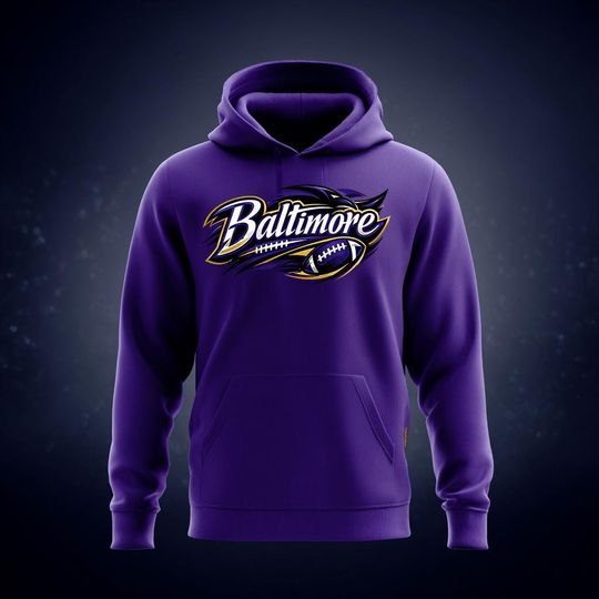 Discover Baltimore Football Hoodie | Ravens Inspired Purple & Black Sweatshirt | Baltimore Fan Streetwear | Unisex football Hoodie