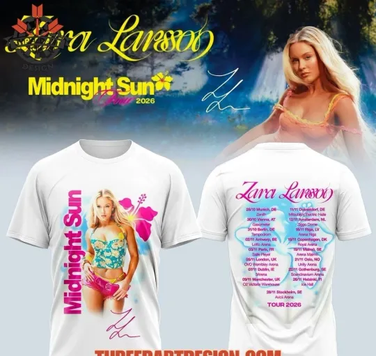 Discover Larsson Midnight Sun Tour 2026 3D T-Shirt