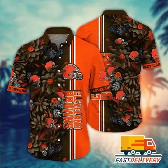 Discover Cleveland Football Floral Impact Hawaiian, Gift For Fans, Gift For Friends V2