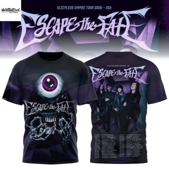 Discover Escape The Fate Sleepless Empire Tour 2026 3D T-Shirt