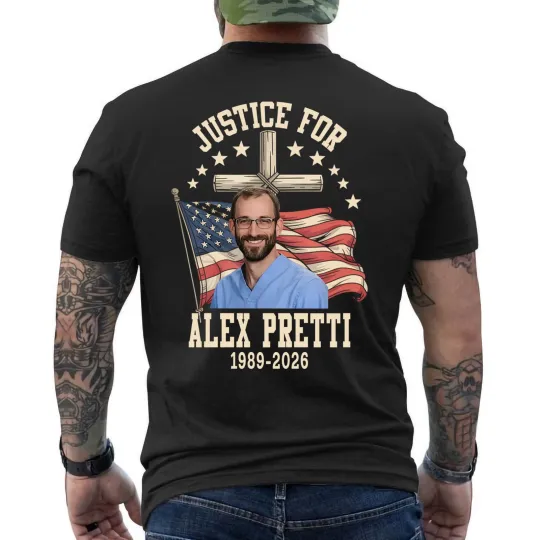 Discover Justice for Alex Pretti Shirt In Memory of Alex Pretti American Flag Tee