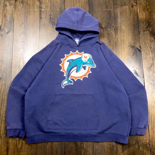 Vintage 1990s Miami Dolphins football American Football Hoodie Sweatshirt / size 2XL