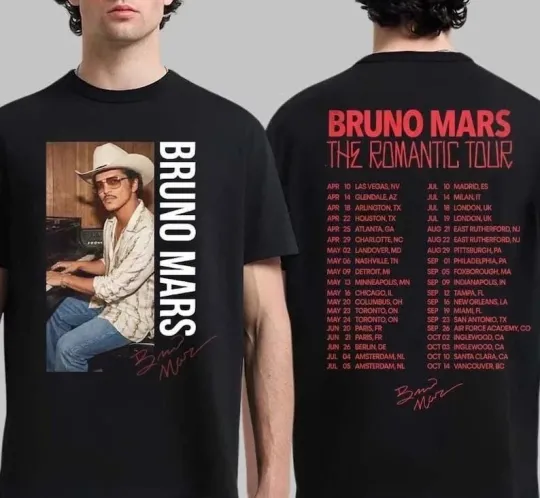 Discover NEW!!!  Brun0 Mars The Romantic Tour 2026 Shirt,  The Romantic Concert Tee