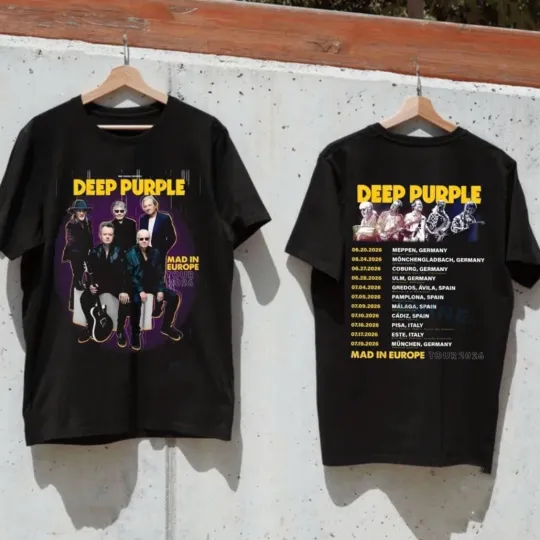 Deep Purple Mad in Europe Tour 2026 T Shirt Classic Rock Band Tee Vintage Concer