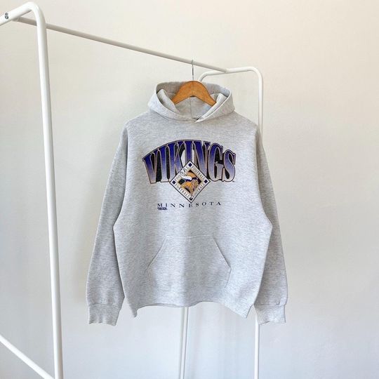 90s Minnesota Vikings football, Trench gray hoodie (XL)