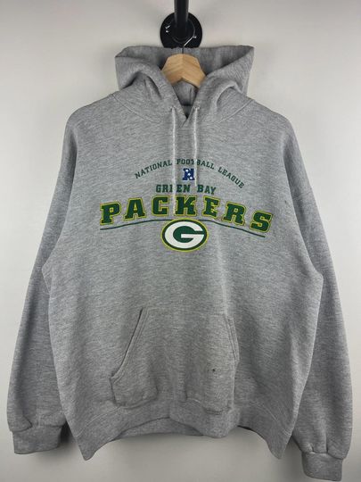 Vintage football Lee Green Bay Packers Grey Hoodie Size L