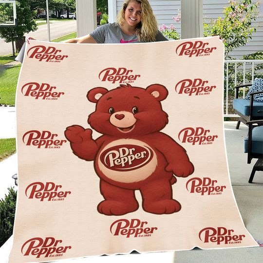 Dr Pepper Funny Bear Fleece Blanket, Gift for Kid