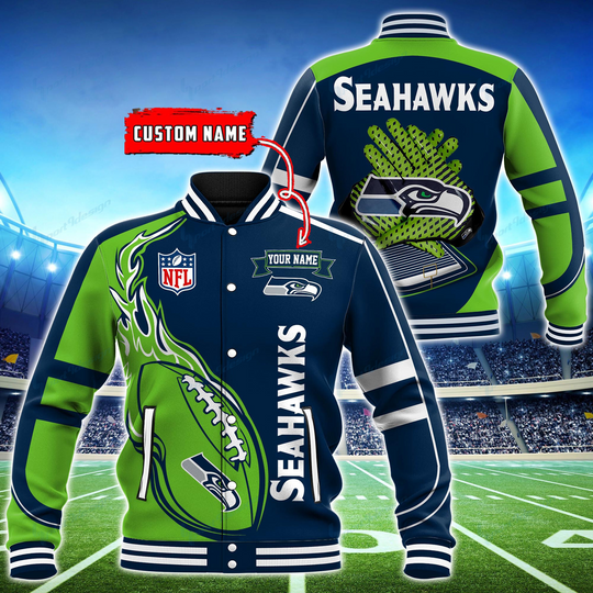 Seattle Seahawks Personalized Baseball Jacket