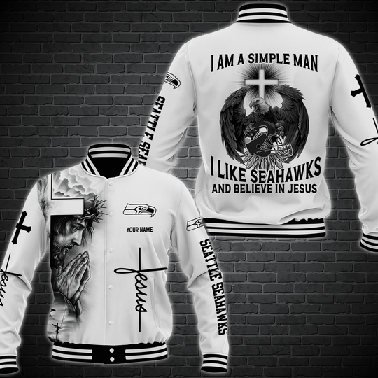 Seattle Seahawks Personalized Baseball Jacket