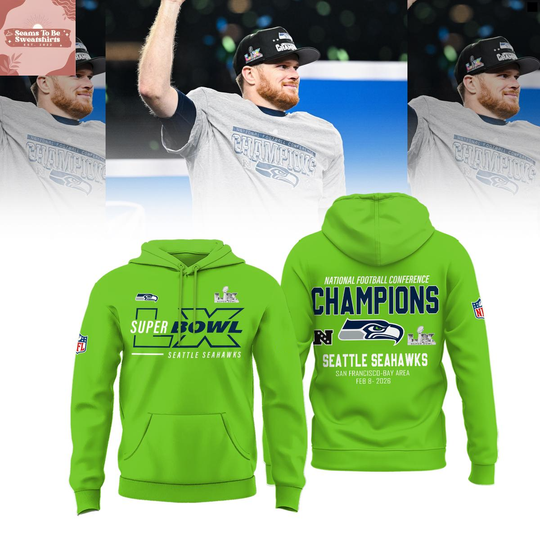 Seattle Seahawks NFC Champions Super Bowl LX 3D Hoodie