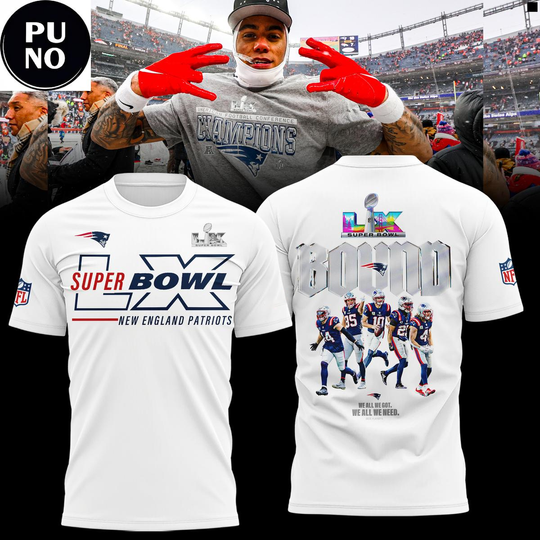 New England Patriots AFC Champions Super Bowl LX Bound 3D T-shirt