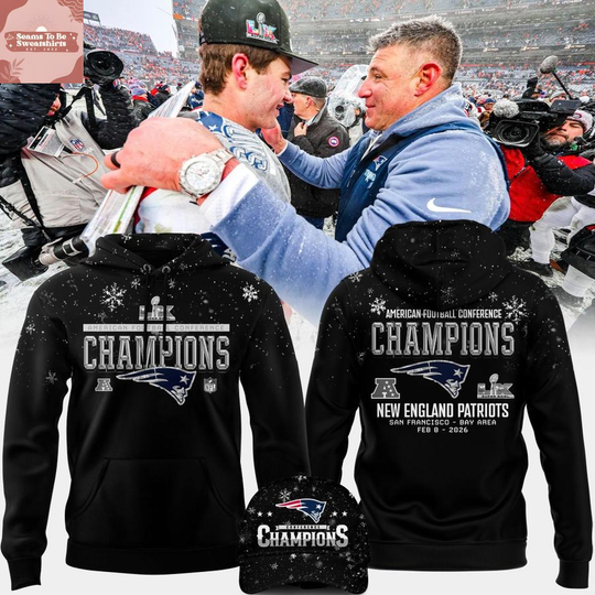 Discover New England Patriots AFC Champions 2026 Snow 3D Hoodie