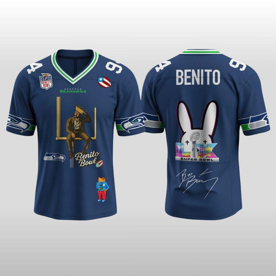 Discover 2026 Seattle Seahawks Bad Bunny Benito Bowl LX Jersey