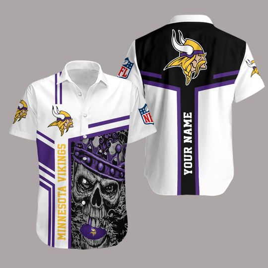 Skull King Minnesota Football football Personalized Hawaiian Shirt , Gift for Fan