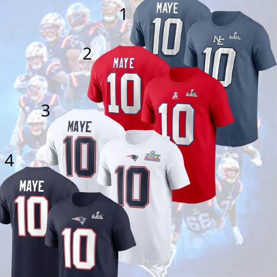 Discover Drake Maye #10 New England Double Sided T-Shirt