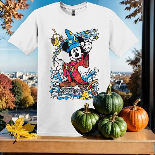 Discover Disney Fantasia Sorcerer Mickey T-Shirt Tshirt T Shirt Hoodie Unisex Men Women Kids (S-5XL) | Gildan Top for Boys & Girls SX501