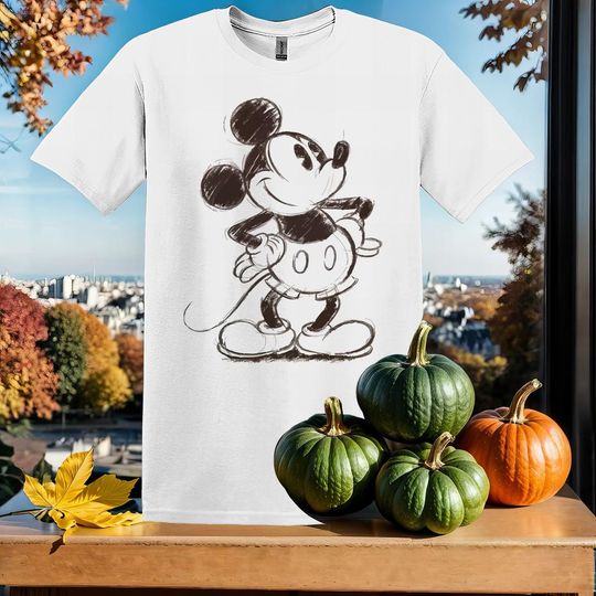 Discover Disney Mickey Mouse Sketch T-Shirt Tshirt T Shirt Hoodie Unisex Men Women Kids (S-5XL) | Gildan Top for Boys & Girls SY257