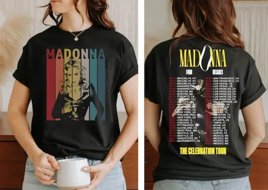 Madonna 90s Vintage Double Sided T-Shirt Celebration Tour Four Decades Music