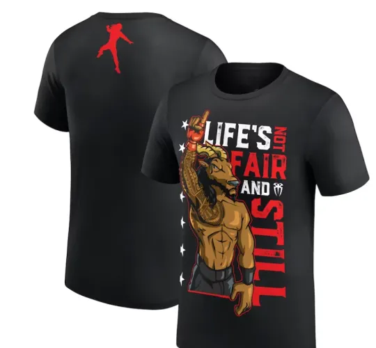 Black Roman Reigns Life's Not Fair Double Sided T-Shirt