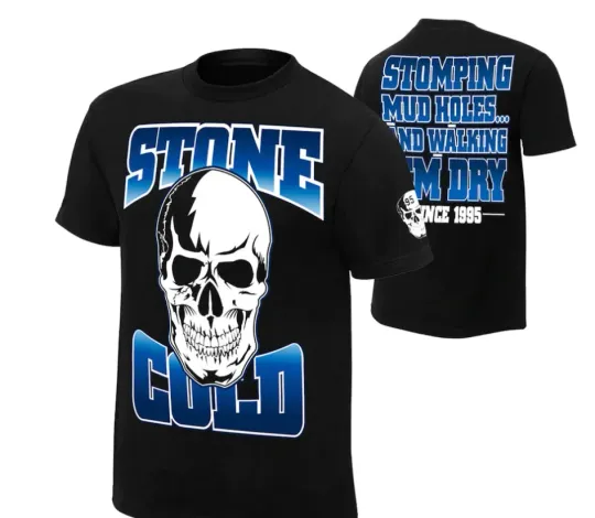Stone Cold Steve Austin Stomping Mudholes Double Sided T-Shirt