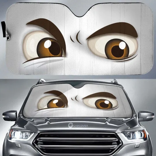 Discover White Challenging Eyes Car Sun Shade  Accessories