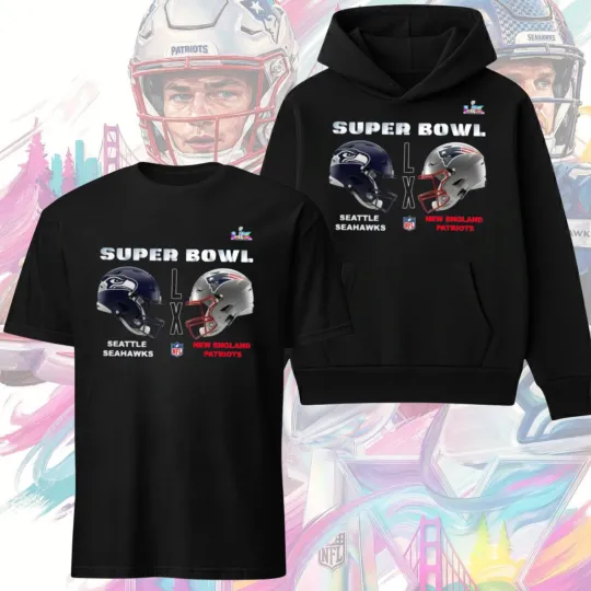 Discover Patriots vs Seahawks Super Bowl LX 2026 Helmet Hoodie