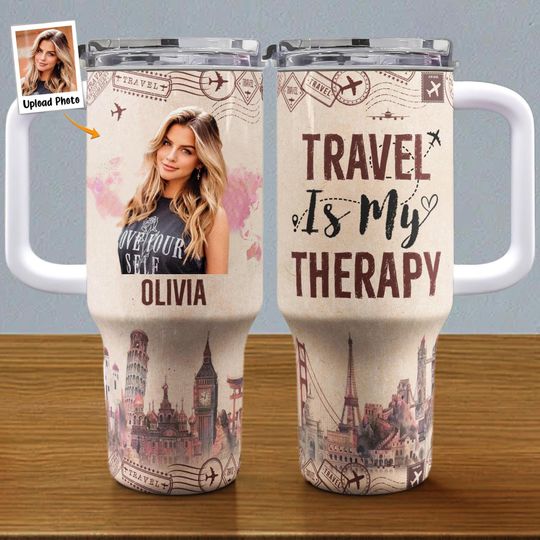 Discover 40 oz Personalized Travel Tumbler with Handle and Straw – Custom Photo Tumbler for Travel Lovers