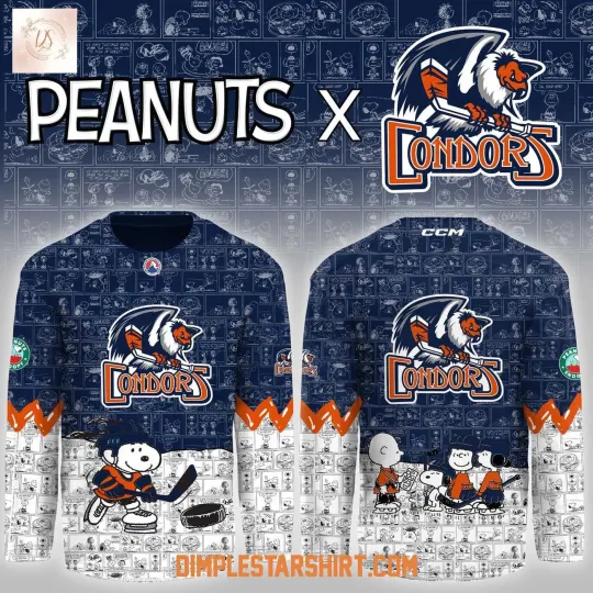 Discover Personalized Bakersfield Condors Peanuts Night Hockey Shirt Men's Fan Gear Gift