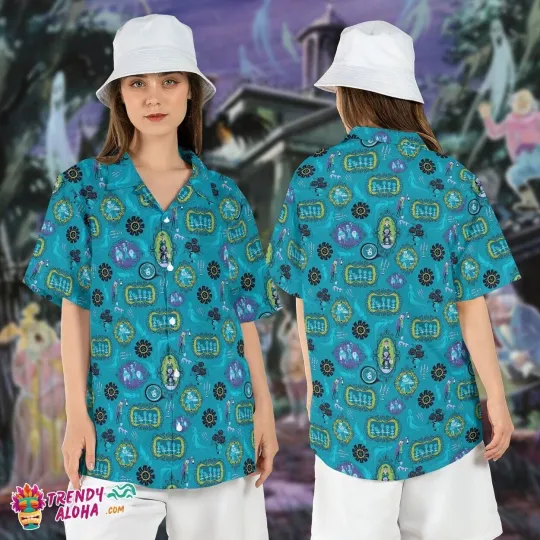 Discover Haunted Mansion Hitchhiking Ghosts Disney Halloween Aloha Tee
