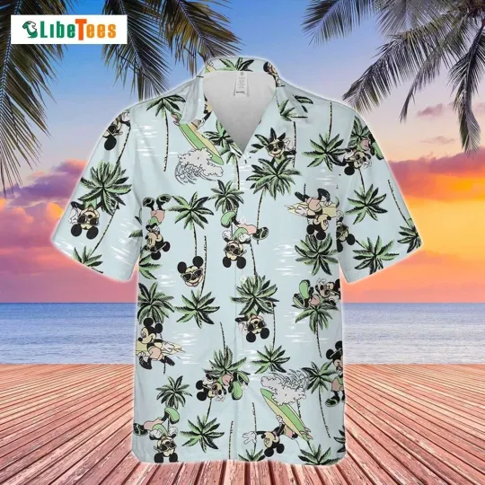 Discover Disney Mickey Mouse With Pam Tree Surf Aloha Hawaiian Shirt