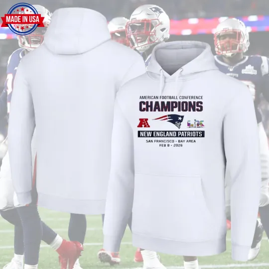 Discover NE Patriots 2026 AFC Champions Feb 8 Hoodie