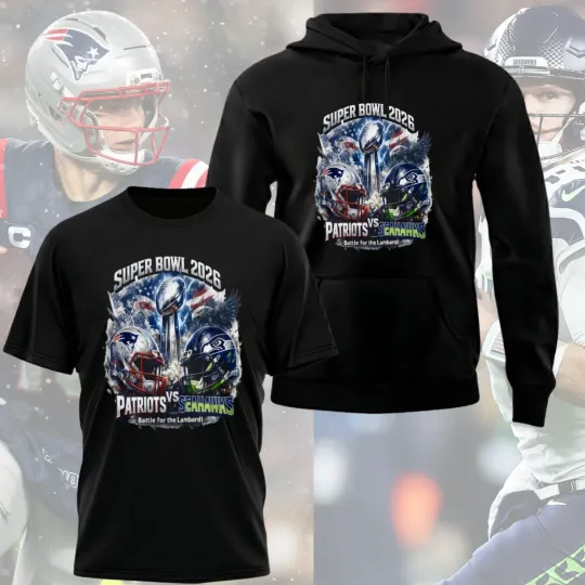 Discover Patriots vs Seahawks 2026 Super Bowl Football Hoodie