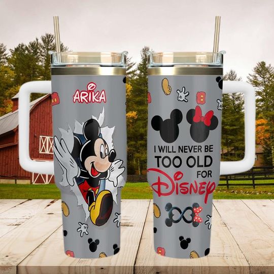 Discover 40 oz Mickey Mouse Tumbler with Handle - Insulated Stainless Steel Travel Mug for Disney Fans