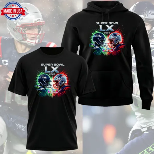 Discover Patriots vs Seahawks 2026 Super Bowl Football Hoodie