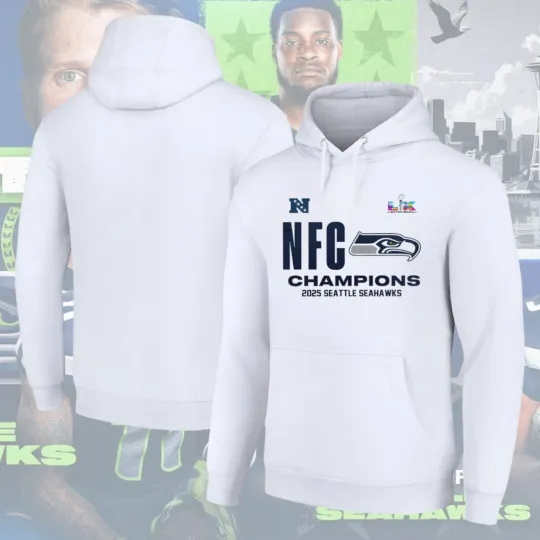 Discover Seahawks 2026 NFC Champions Big Logo Hoodie