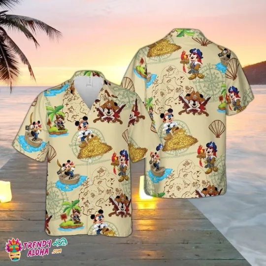 Discover Mickey Mouse Disney Pirate Tropical Adventure Hawaiian Beach Shirt