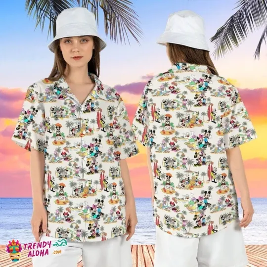 Discover Disneyland Mickey Friends Tropical Vacation Aloha Summer Shirt