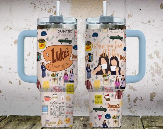 Funny Gilmore Girls Custom Cup 40oz Tumbler With Handle, Lover Gilmore Girls Tumbler 40oz, Movie Comedy Tumbler 40oz.