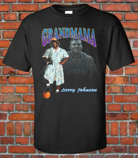 Discover Larry Johnson Grandmama Graphic T shirt Hornets Converse Basketball Legend