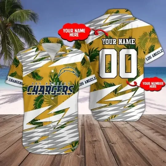 Discover Los Angeles Football Team Chargerss Hawaiian Button Down Shirt