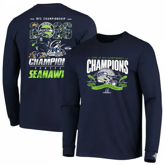 Discover Seattle Seahawks 2025 NFC Championship 2Sided Long Sleeve, Gift For Fans