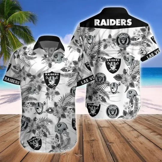 Discover Las Vegas Football Team Raiderss Hawaiian Button Down Shirt