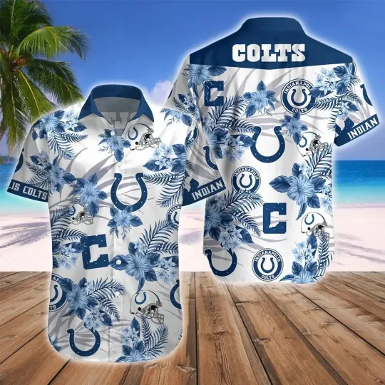 Discover Indianapolis Football Team Coltss Hawaiian Button Down Shirt