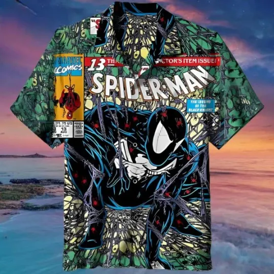 Discover Disney Marvel Spider Man Venom Comic Art Summer Vacation Retro Hawaiian Shirt