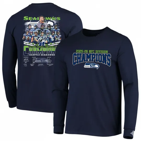 Discover Seattle Seahawks 2025-26 NFC Division Champions Two Long Sleeve, Gift For Fans