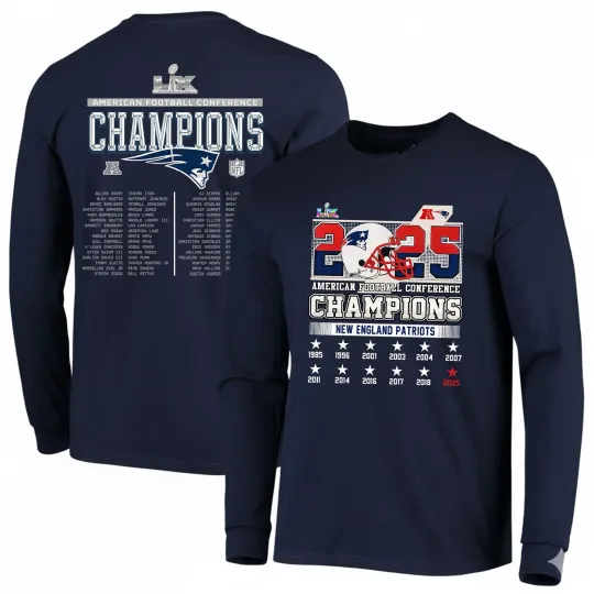Discover New England Patriots AFC Champions 2025 Long Sleeve
