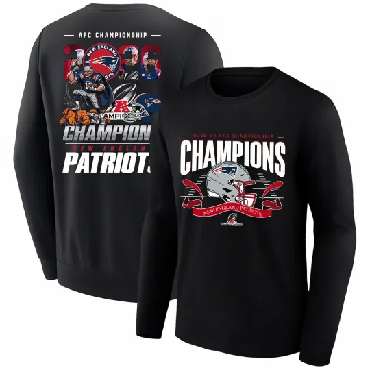 Discover New England Patriots 2025 AFC Championship 2Sided Long Sleeve, Gift For Fans